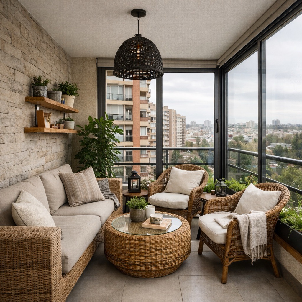 Privacidad sin perder luz en una terraza acristalada