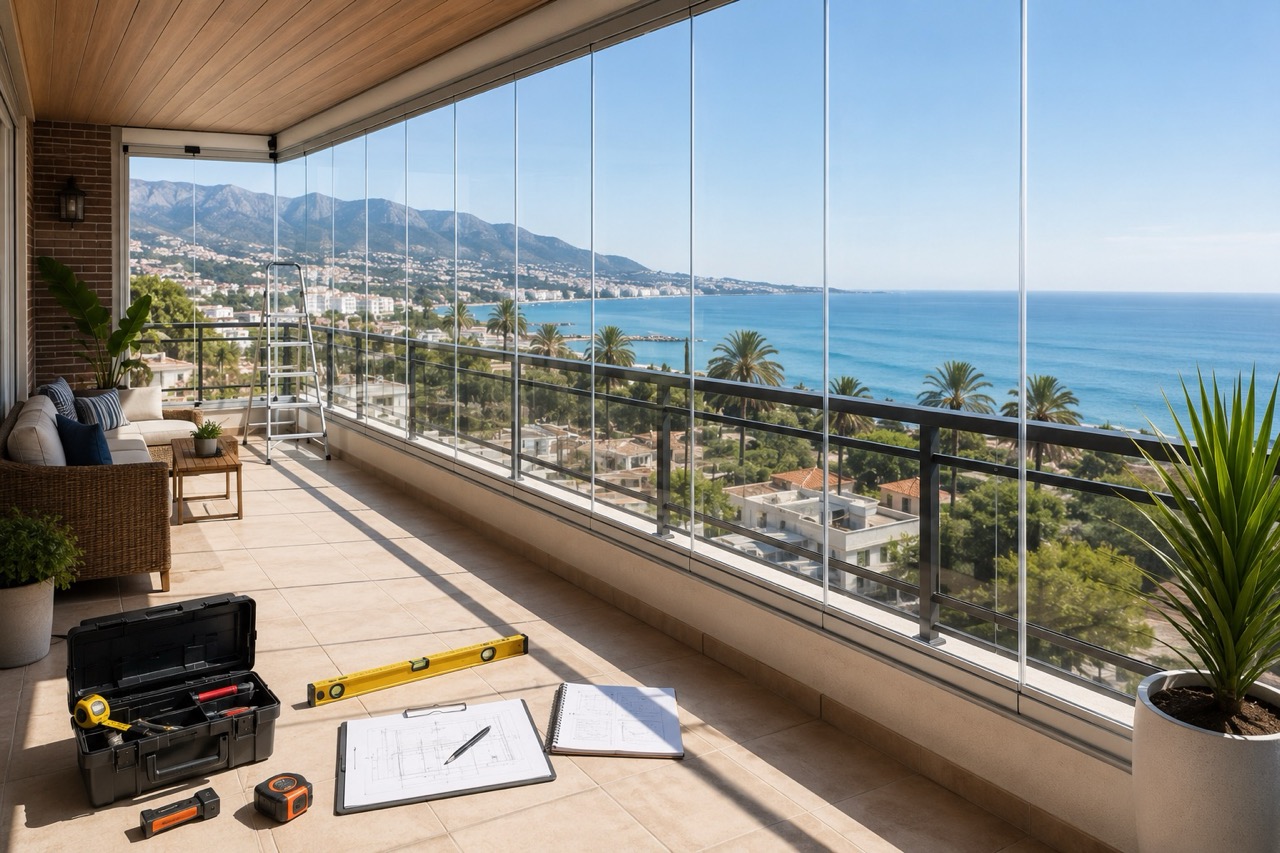 Preparar una terraza para instalar cortinas de cristal
